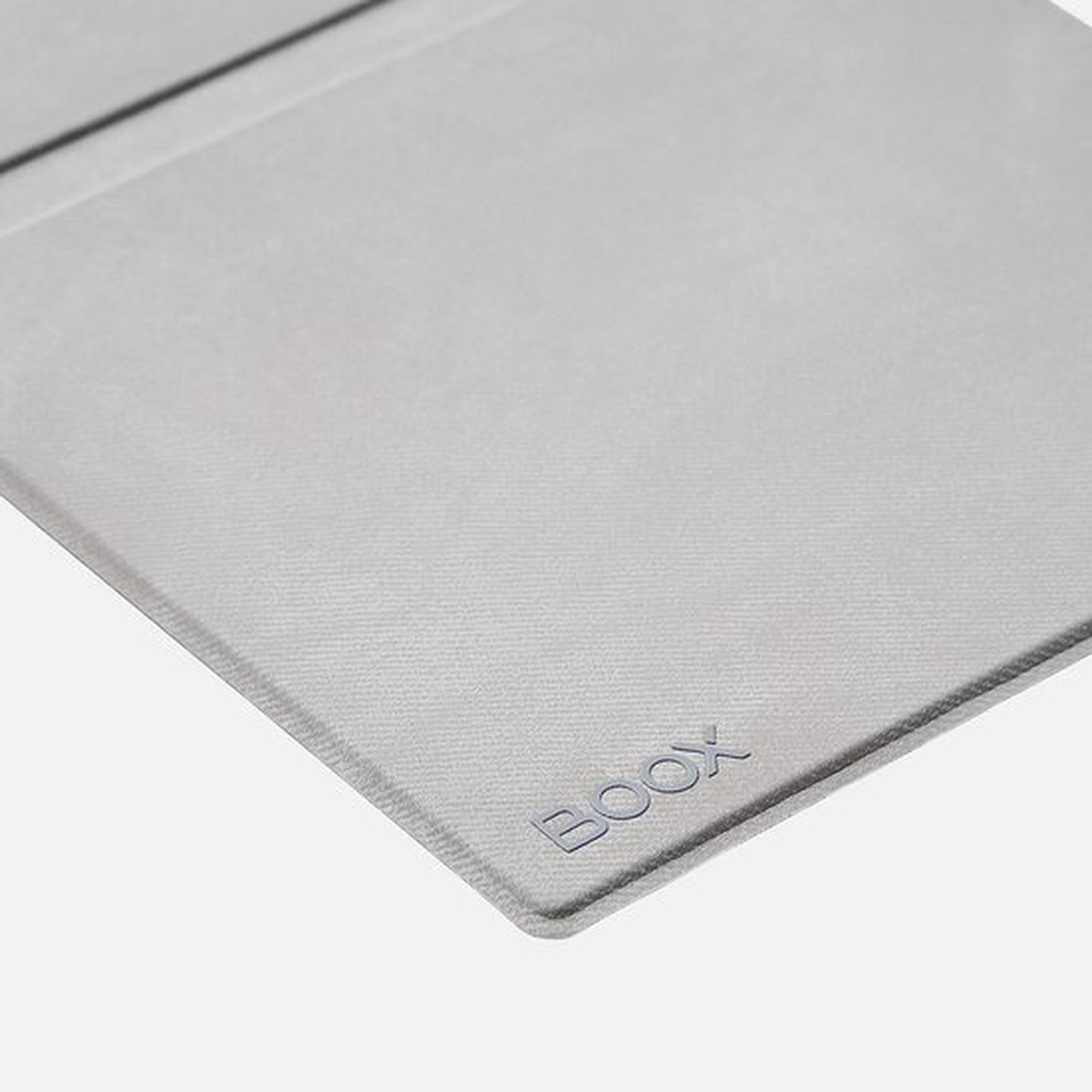 Couverture grise avec logo BOOX bleu.