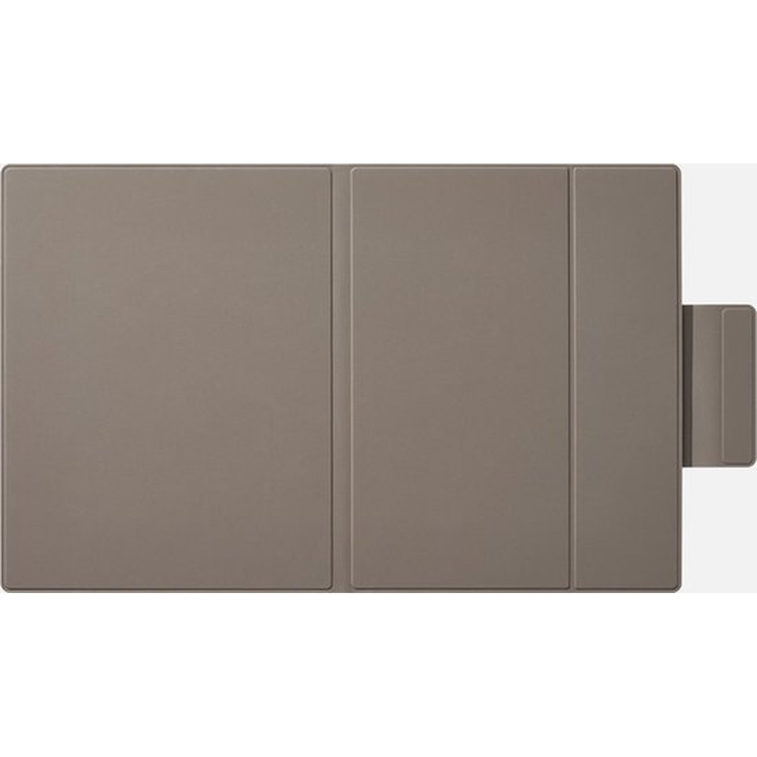 Support gris pour tablette avec fonction pliable et fente pour carte.