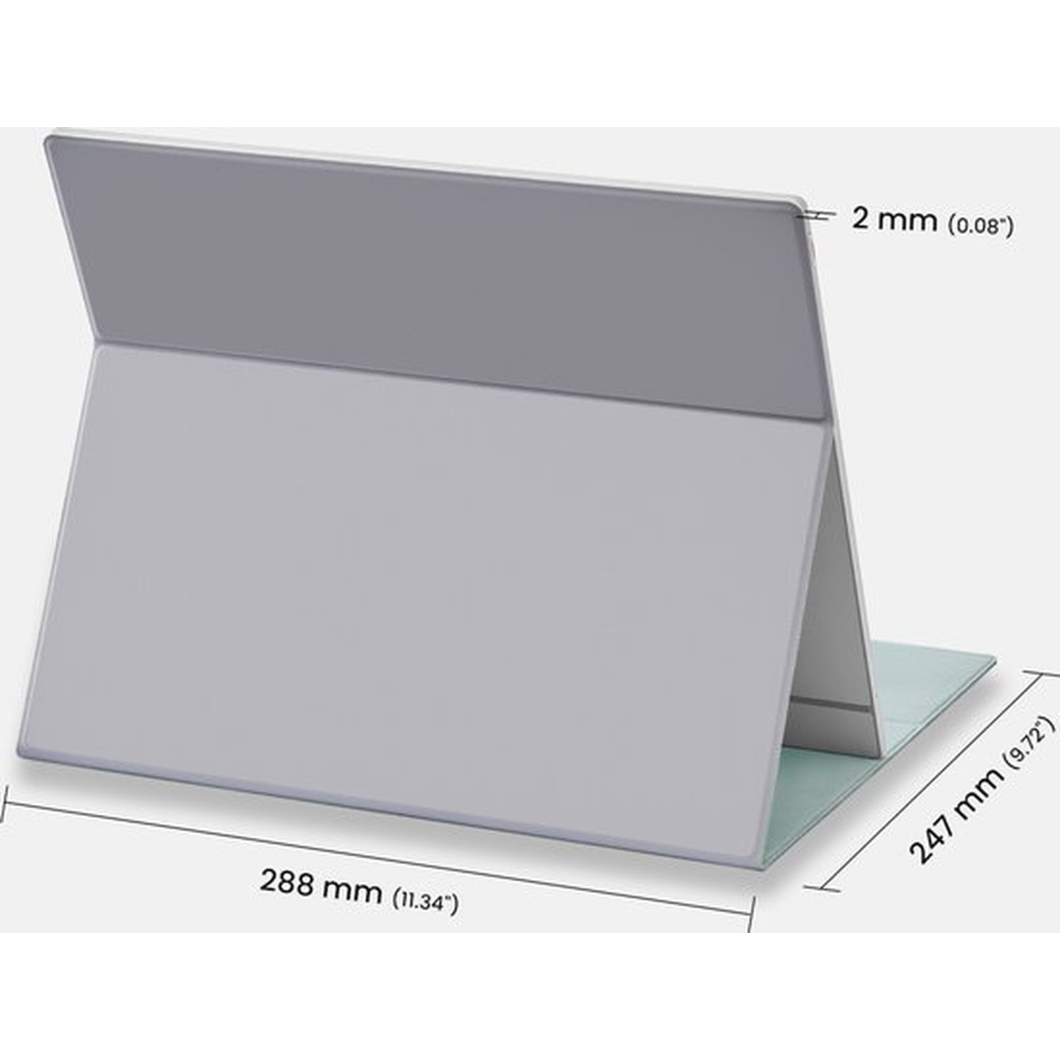 Support gris avec dimensions : 288mm, 247mm, 2mm.