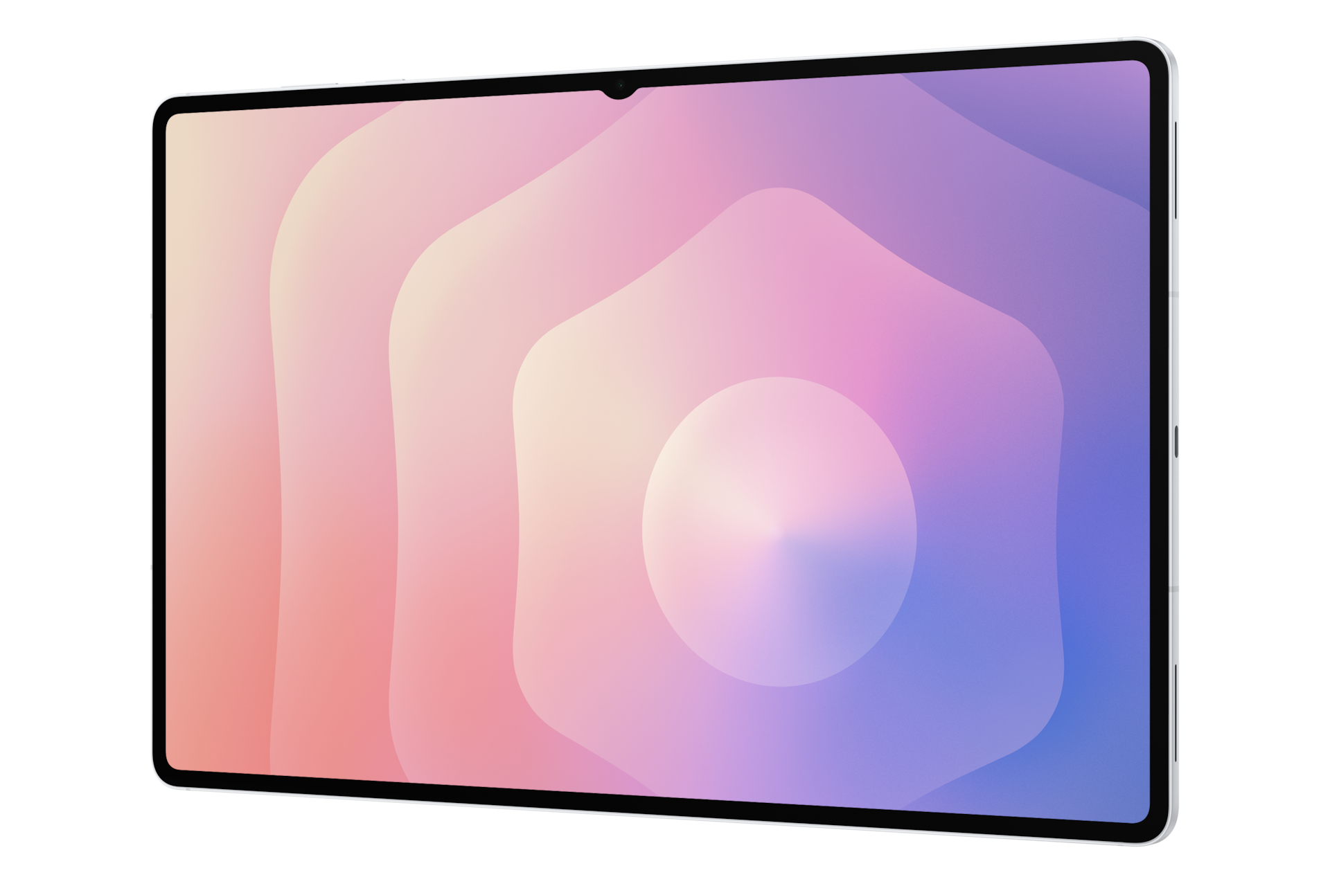 Tablet z kolorowym, abstrakcyjnym tłem.