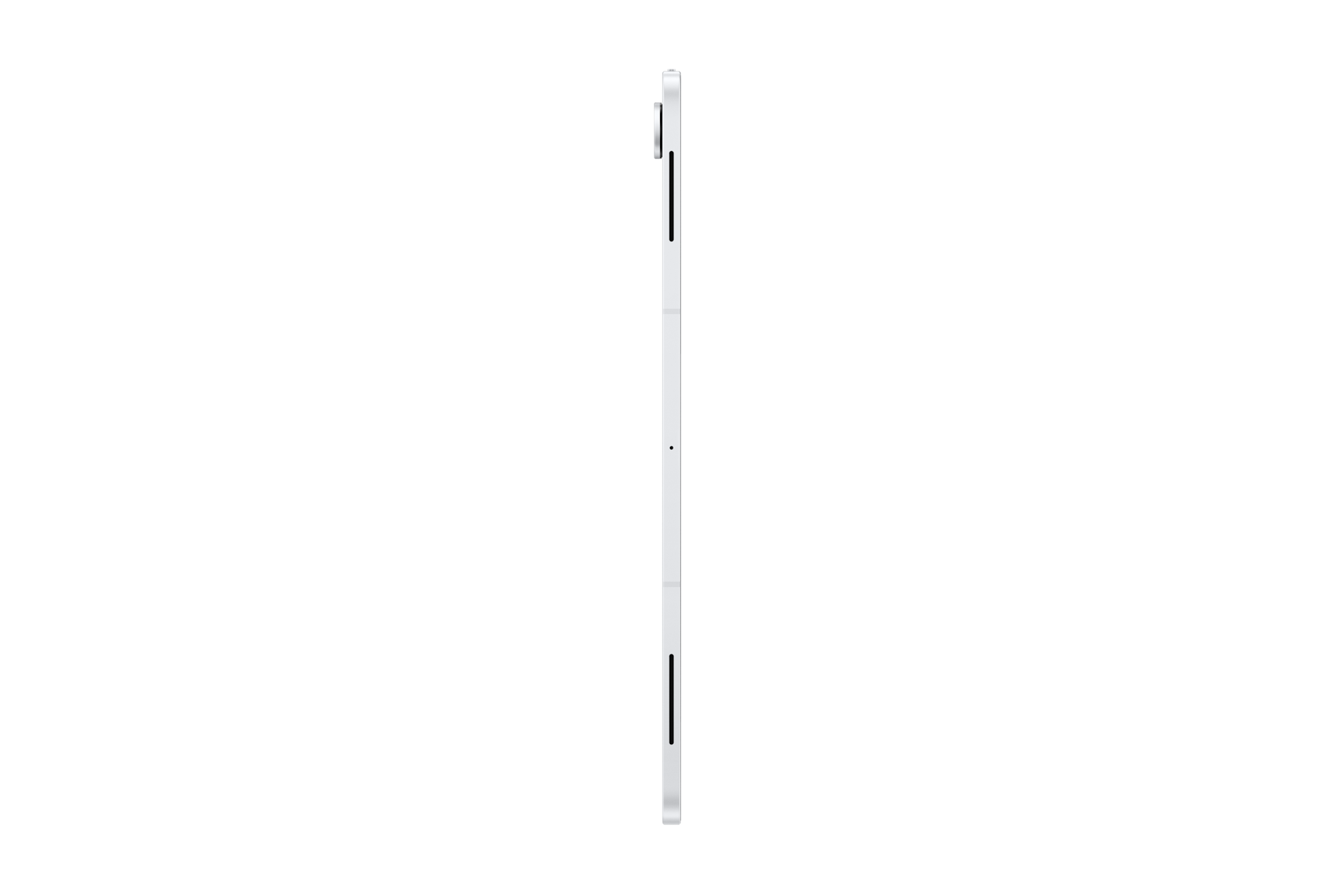 Biały tablet w orientacji pionowej na czarnym tle.