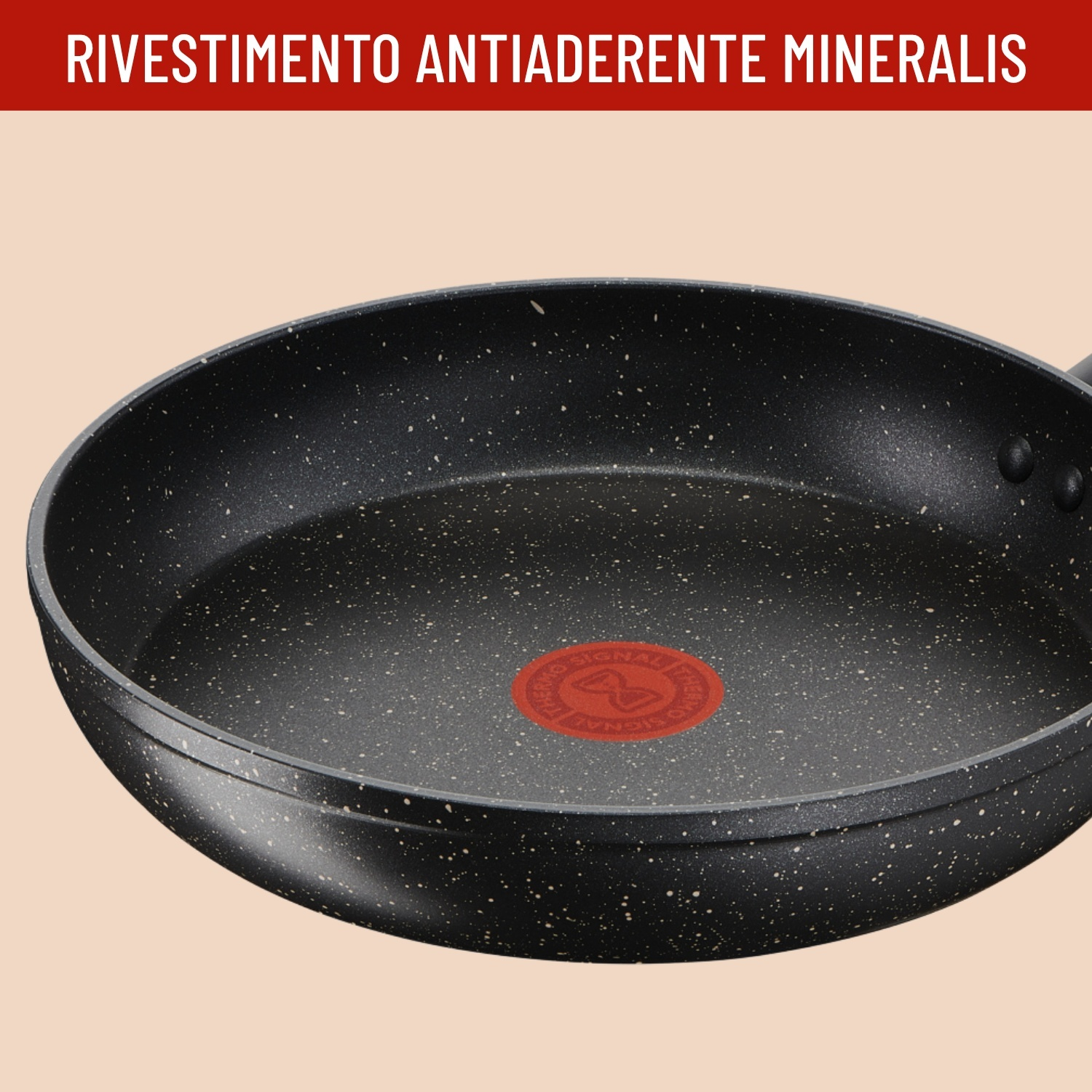 Padella nera con antiaderente minerale e indicatore rosso Thermo-Spot.