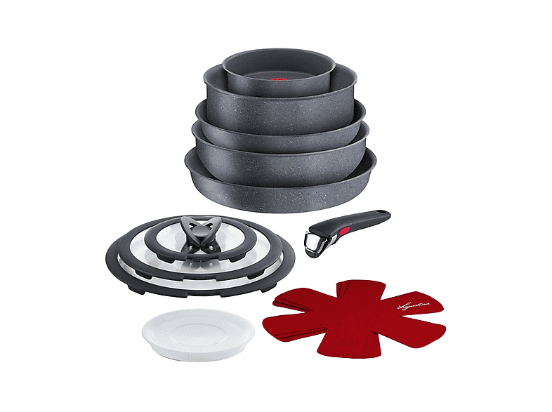 Set pentole e padelle Lagostina Ingenio Mineralis, 13 pezzi, Compatibile con Induzione Gas, Alluminio, Rivestimento Minerarils antiaderente, Grigio