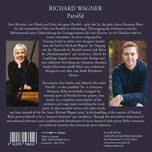 Richard Wagner Parsifal Albumcover mit zwei Pianisten und Text.