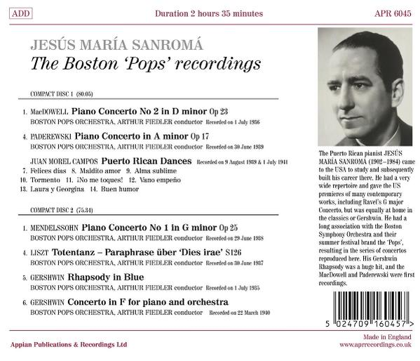 CD-Cover mit Bild eines Pianisten, Werkverzeichnis und Hintergrundinfo.