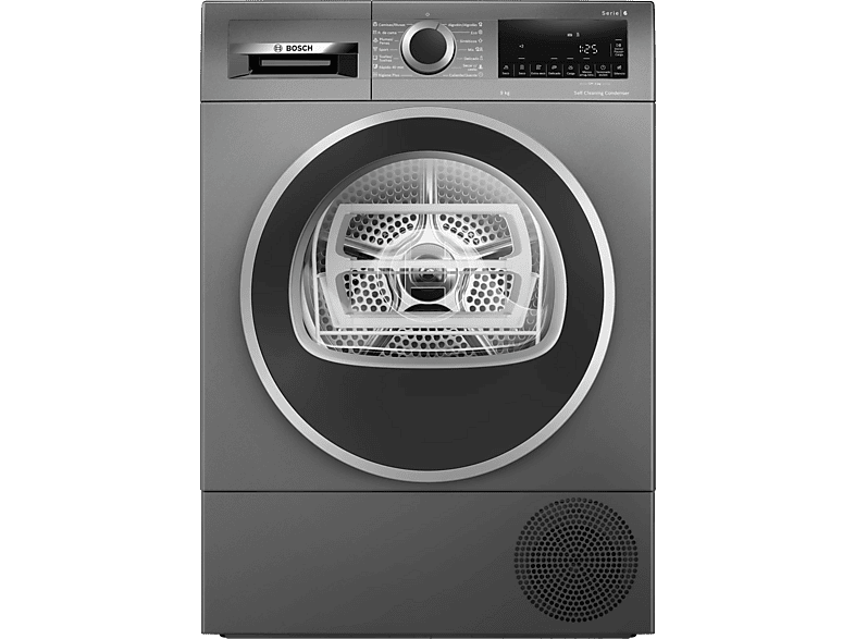 Secadora bomba de calor - Bosch WQG245DRES, 9 kg, 14 Programas, AutoDry, Función antiarrugas, Gris-hierro fundido
