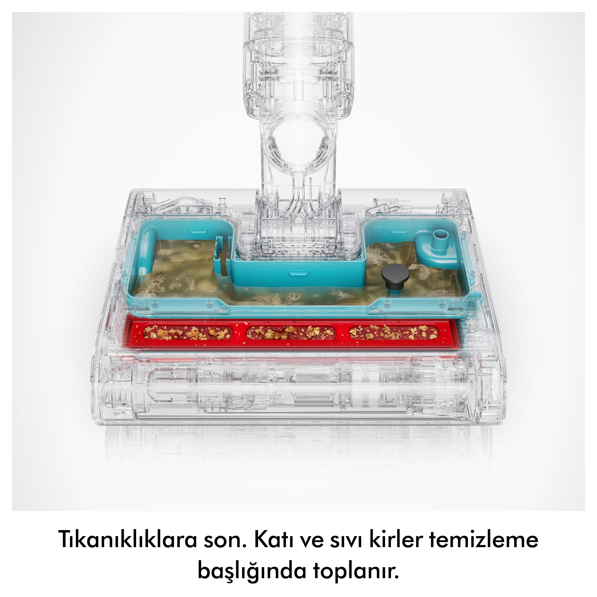 Şeffaf ıslak ve kuru vakum temizleme başlığı kir toplama haznesi.
