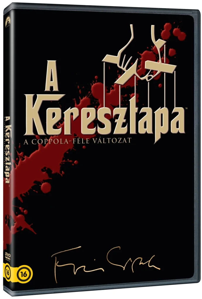 A Keresztapa DVD tok, vérfröccsenésekkel és bábuval.