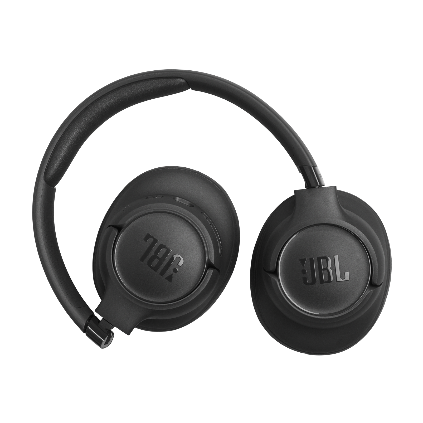 Auriculares JBL negros con diadema acolchada, sobre fondo negro.