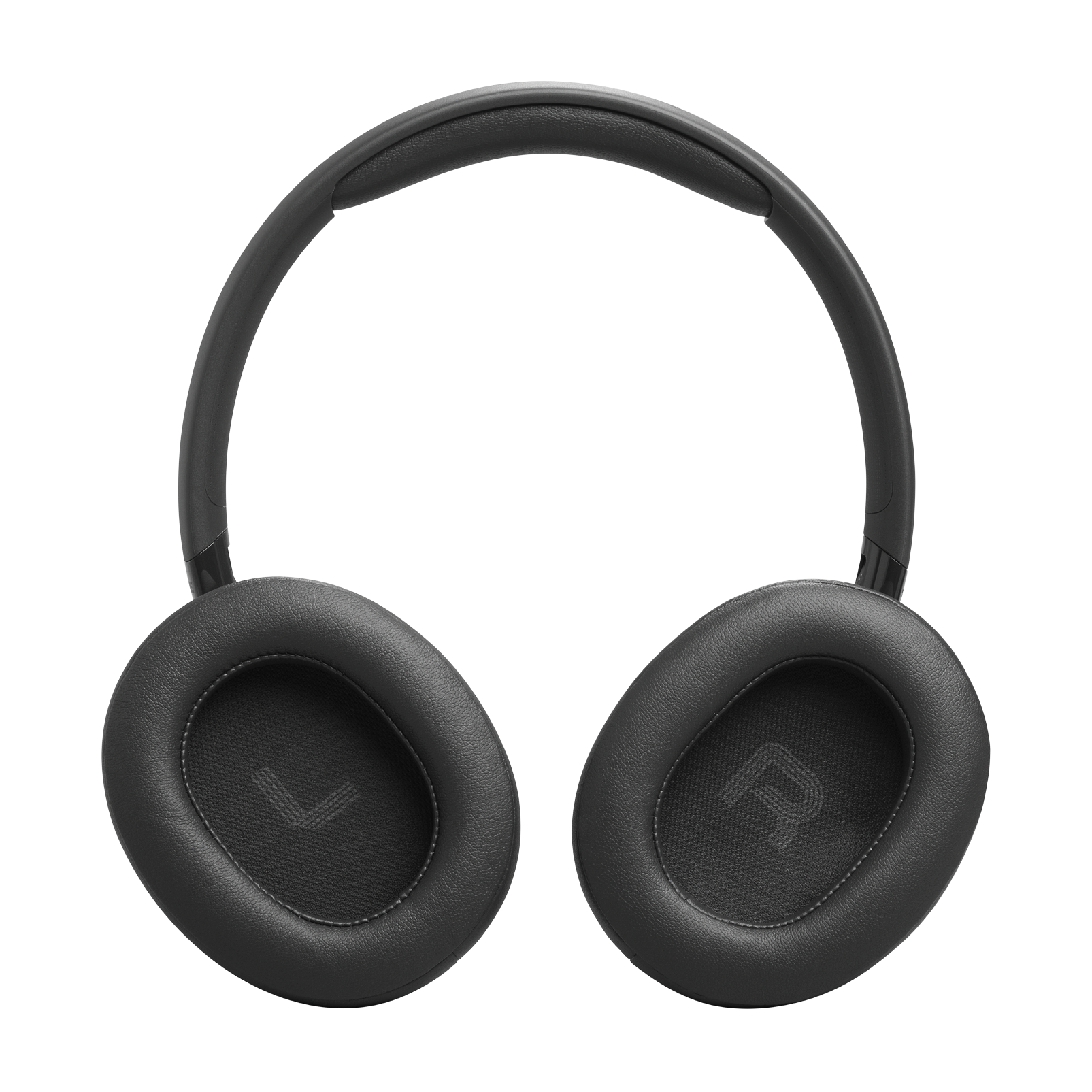 Auriculares negros circumaurales con almohadillas, marcados L y R.