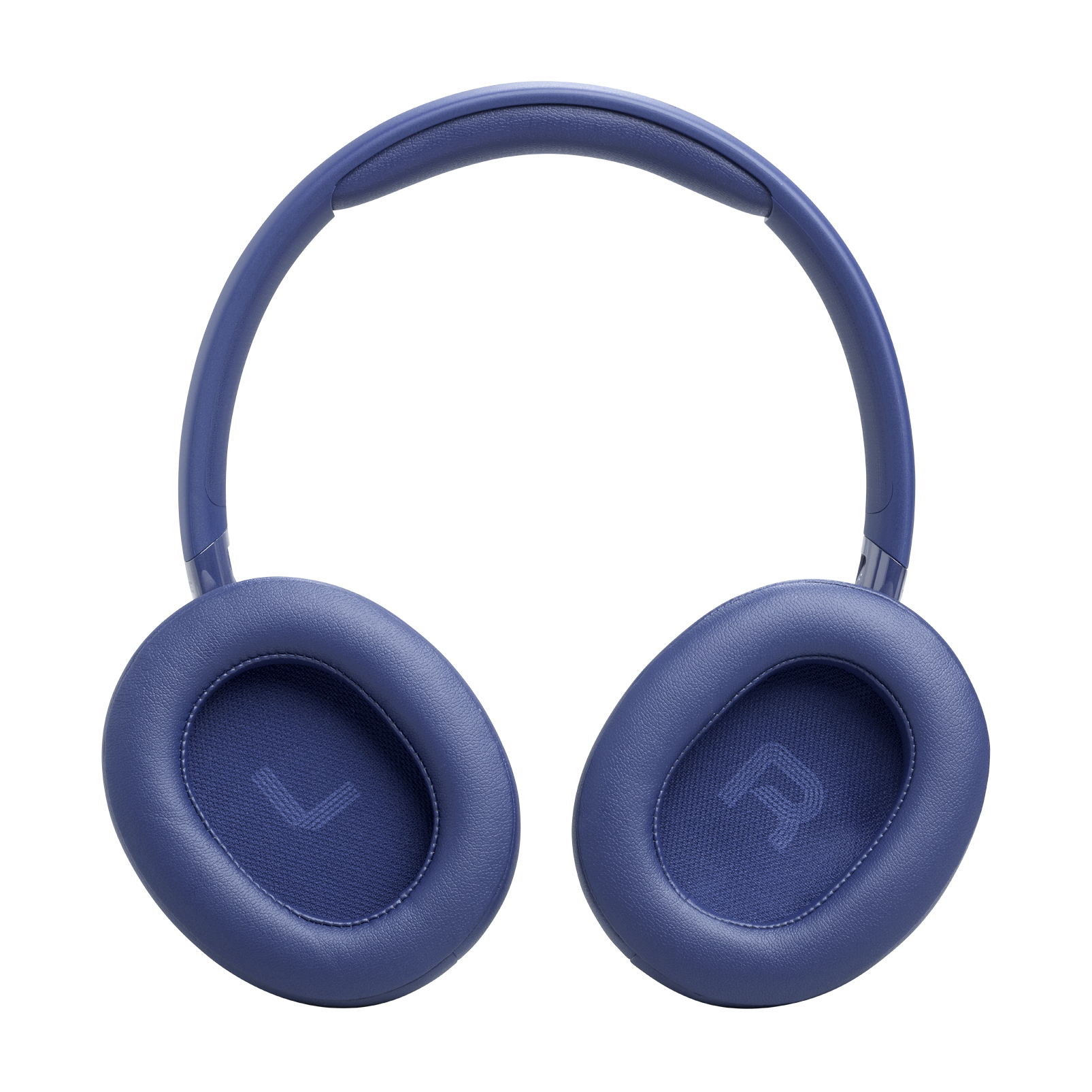 Auriculares azules con marcas L y R en las almohadillas.