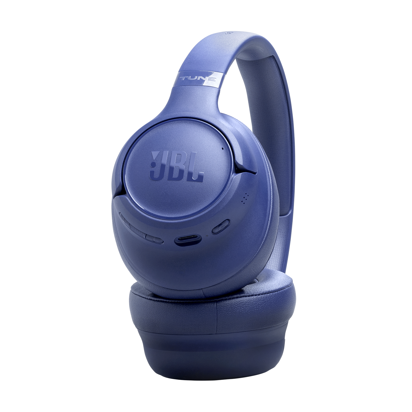 Auriculares JBL azules con texto "TUNE" en la diadema.