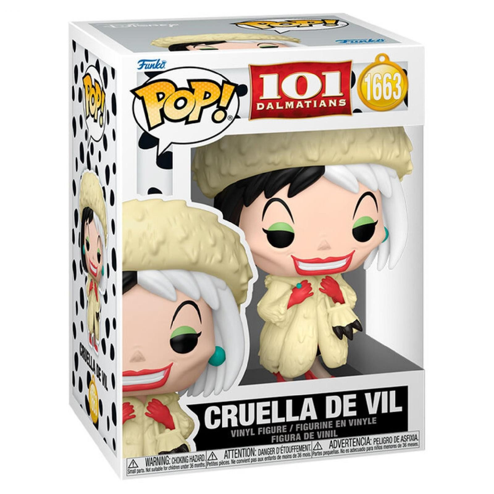 Figura Funko Pop! de vinilo de Cruella de Vil de 101 Dálmatas, con abrigo de piel.