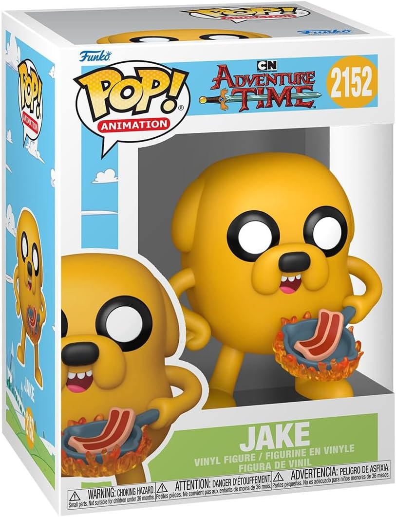 Figura Funko Pop de Jake de Hora de Aventura friendo tocino en sartén al fuego.