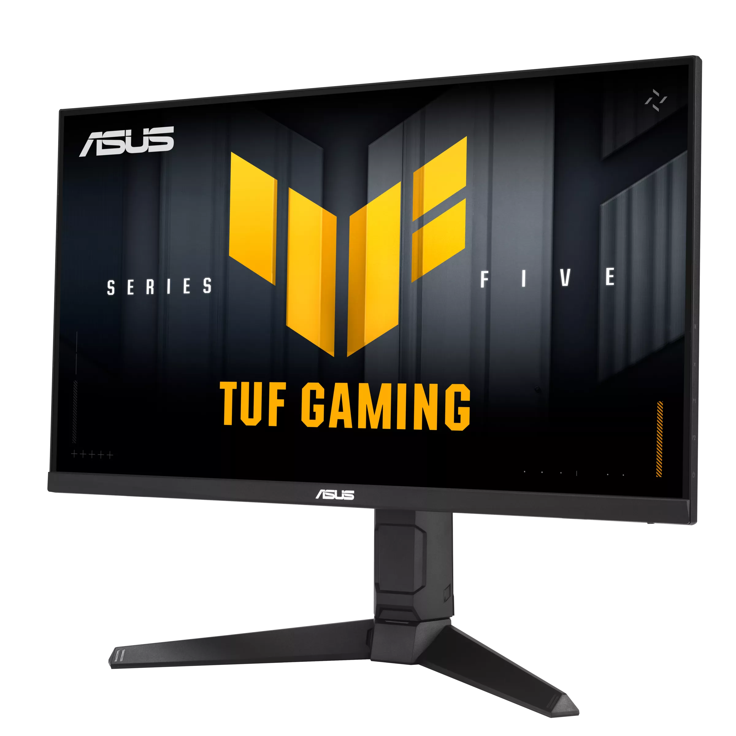 Egy ASUS TUF Gaming monitor sárga logóval és felirattal.