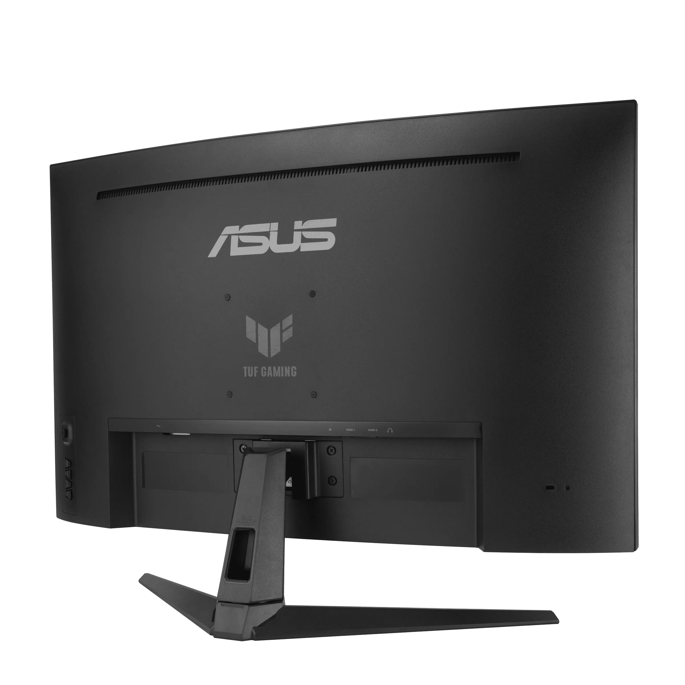 Fekete Asus gamer monitor hátulja csatlakozókkal és logóval.