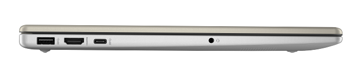 Widok z boku laptopa pokazujący porty USB, HDMI i USB-C.