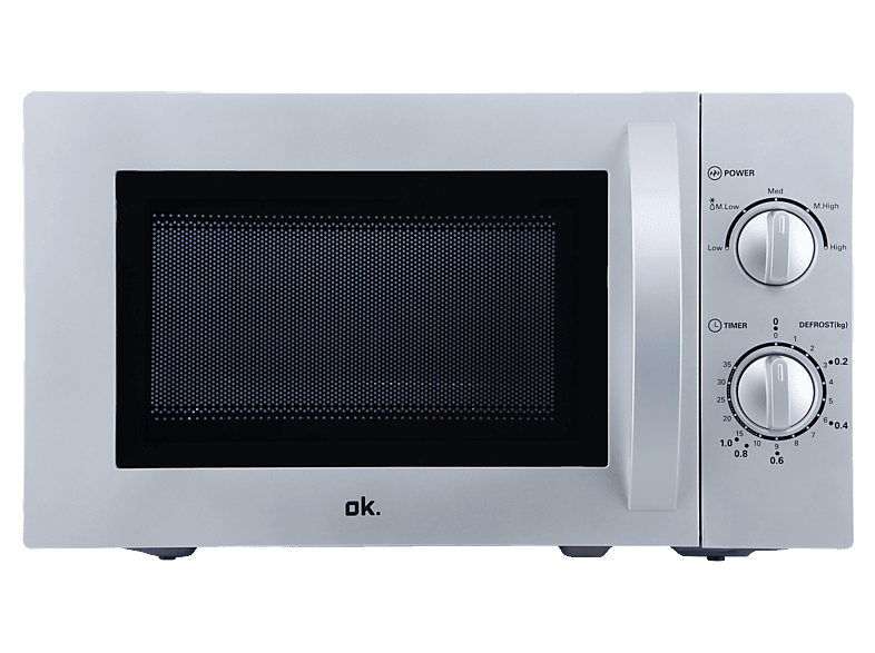 Microondas - ok. OMW 1231 S, 700 W, 5 Niveles de potencia, 20l, Descongelación, Plateado