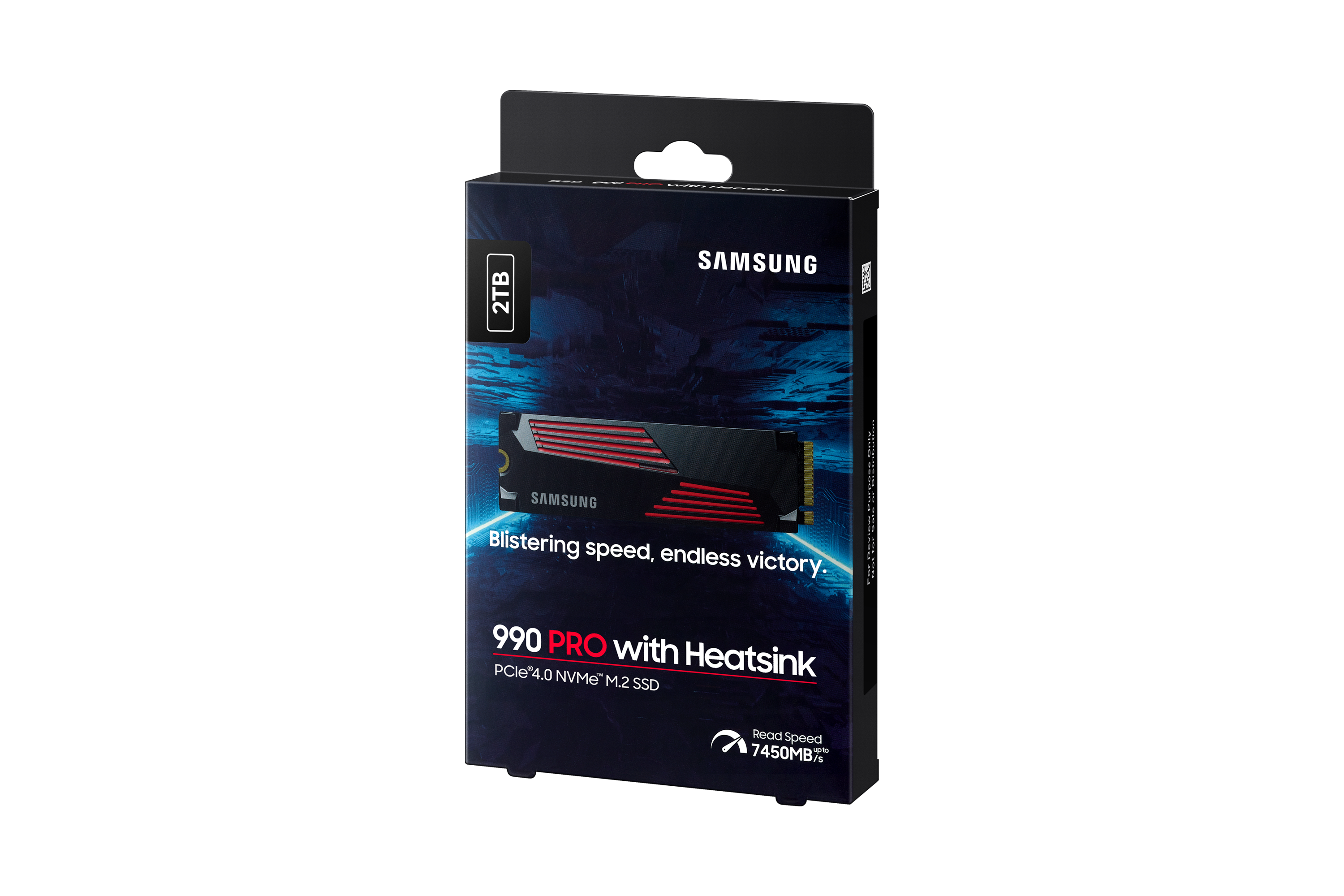 Opakowanie Samsung 990 PRO 2TB SSD z radiatorem, PCIe 4.0 NVMe.
