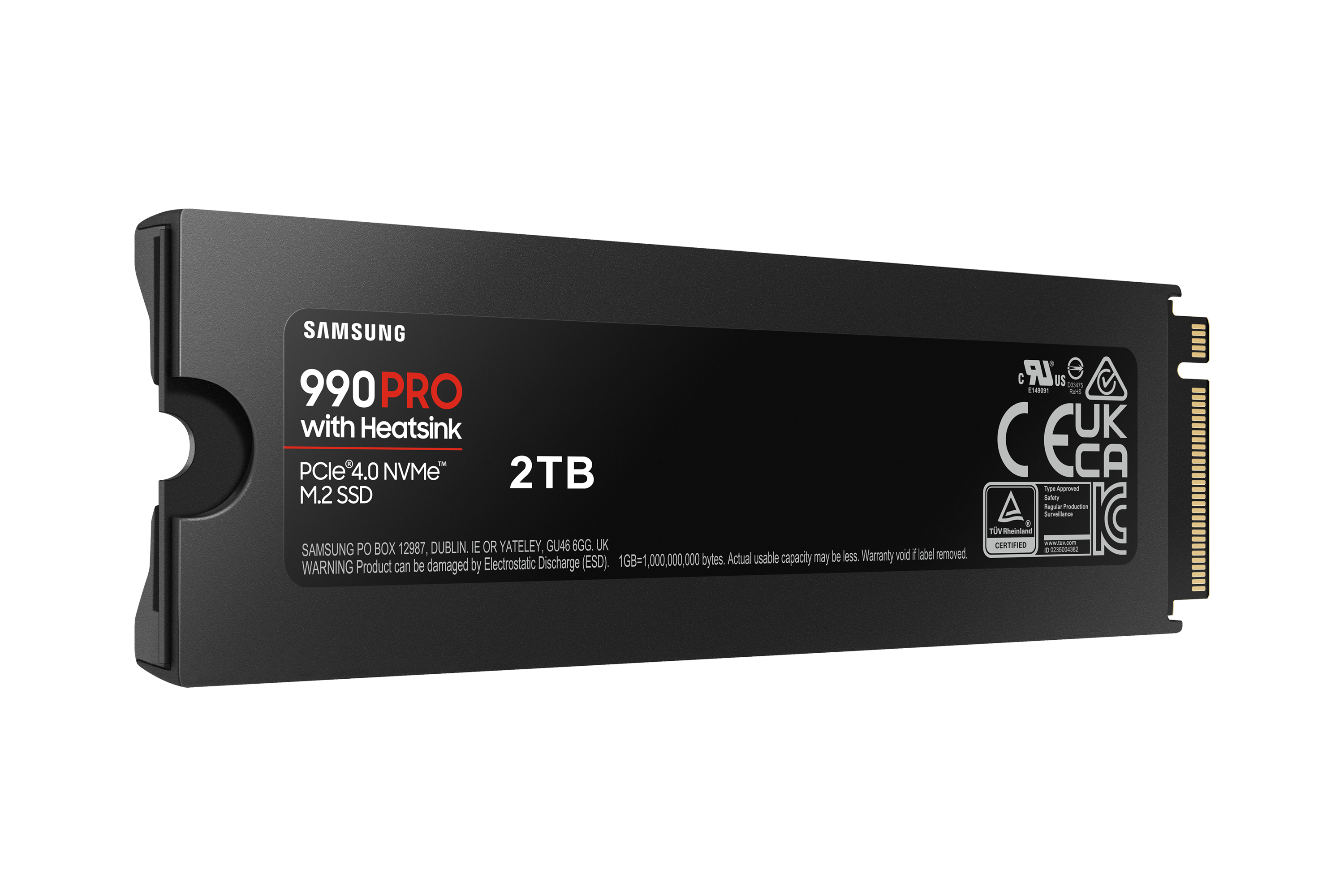 Czarny dysk SSD Samsung 990 Pro 2TB M.2 z radiatorem i PCIe 4.0 NVMe.