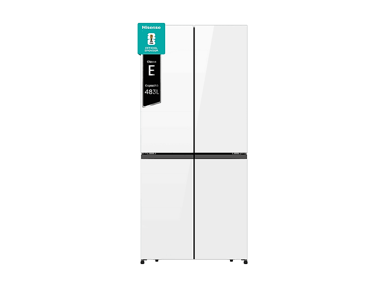 Frigorifero americano HISENSE RQ5P470SETE, Sistema Multi Flow: Sì; raffreddamento frigorifero: No Frost; congelatore: Frost, Capacità netta totale 483 l, Rumorosità: 37 dB(A), Dimensioni: L 79,4 cm A 178,5 P 69,8 cm, White Glass, Classe E