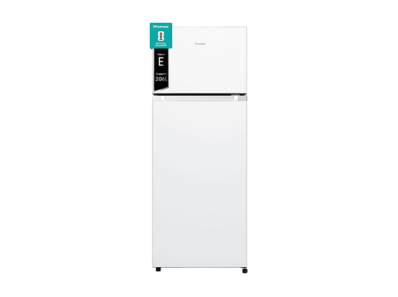 FRIGORIFERO DOPPIA PORTA HISENSE RT267D4AWE, Capacità netta totale 206 l, Rumorosità: 40 dB(A), 3 ripiani, Dimensioni: L 55 cm A 143,6 P 54,2 cm, Bianco, Classe E