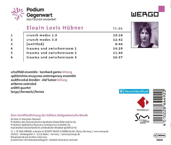 Albumcover mit Titelliste, Foto einer Frau und Logos von Wergo, Deutschlandfunk, Ö1, SM.