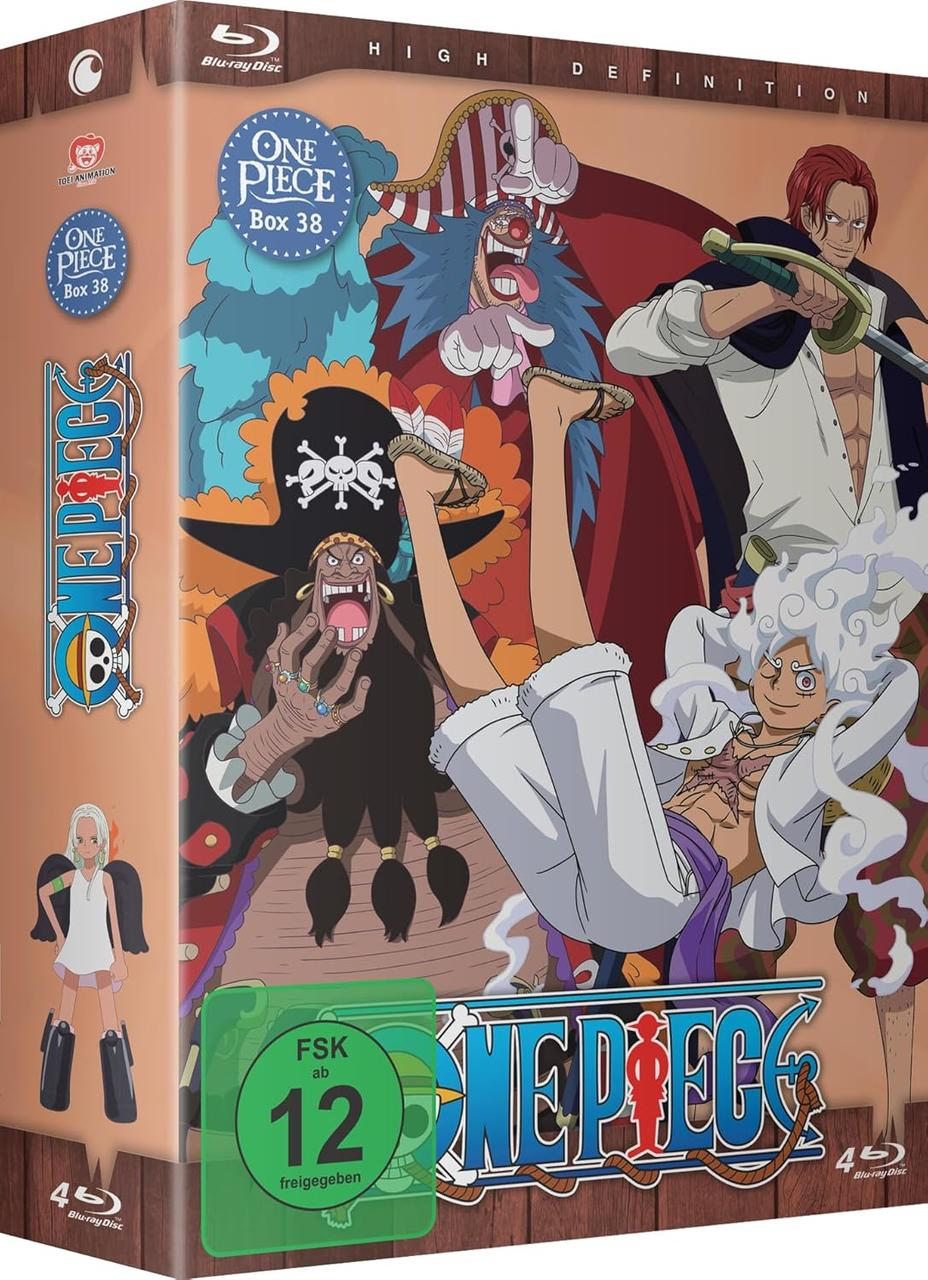 Anime-Cover: Charaktere aus One Piece, darunter Buggy, Shanks und Blackbeard.
