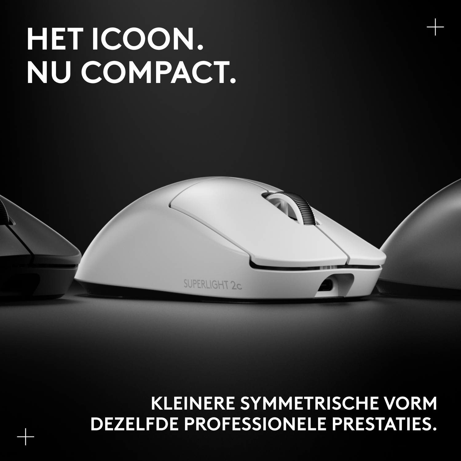 Een wit draadloos muismodel met een zwart scrollwiel.