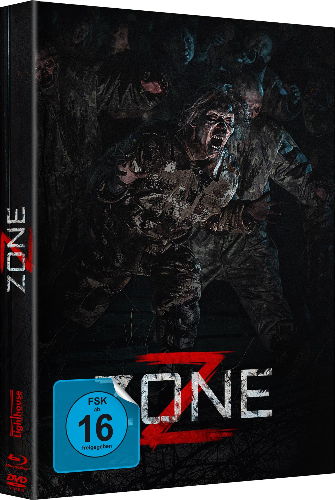 Horrorfilm-Cover mit Zombies in Camouflage-Kleidung und dem Titel ZONE.