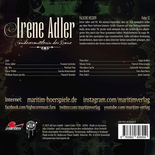 Cover eines Hörspiels mit Titel Irene Adler, Folge 32, Falsche Helden.