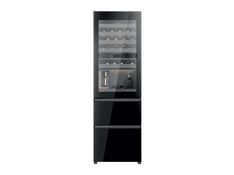 Vinoteca integrable - Haier In-Vista CSW9619ENGBW, Total No Frost, Duo Cooling, Air Flow Natural System, 40 botellas, Negro