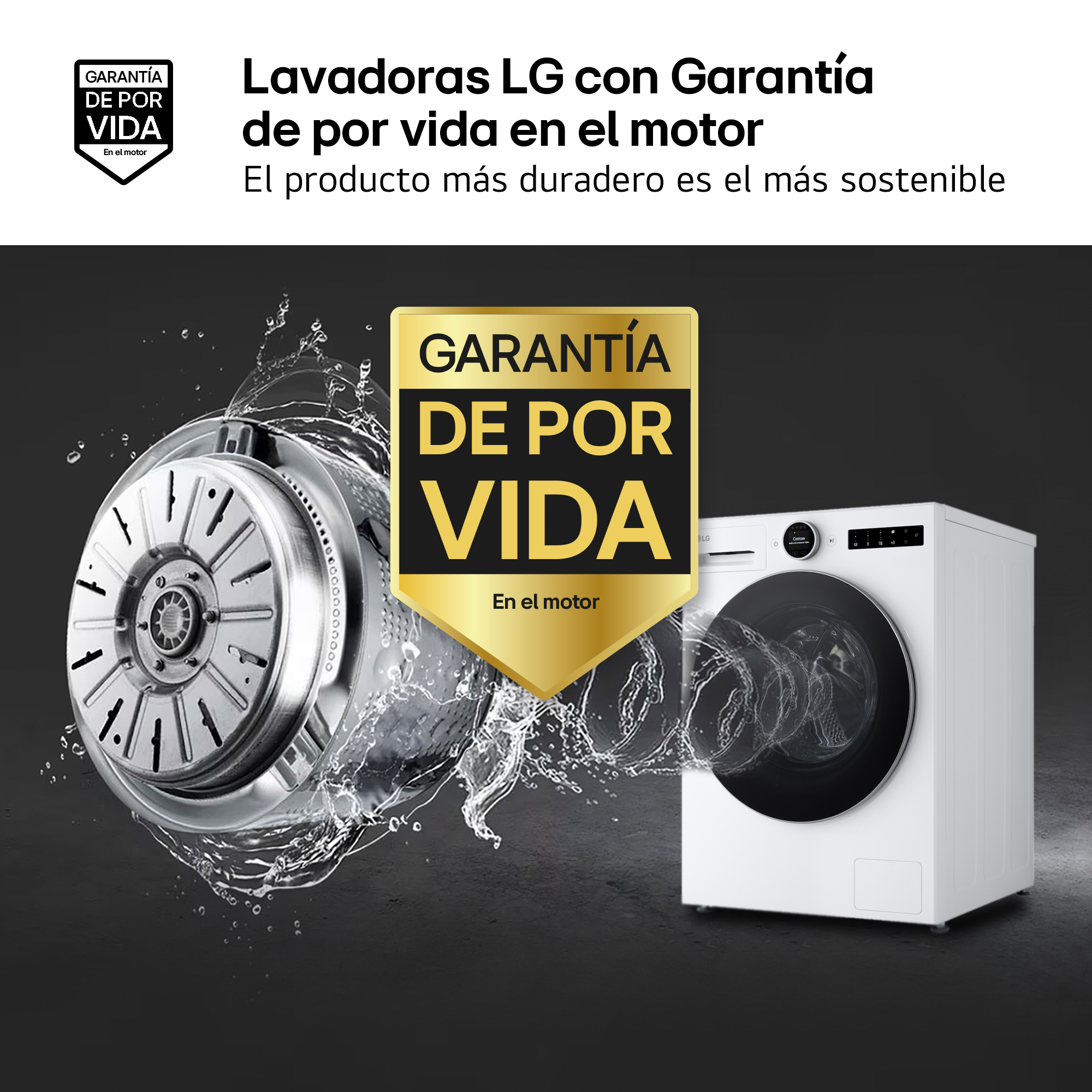 Lavadoras LG con Garantía de por vida en el motor. El producto más duradero es el más sostenible.