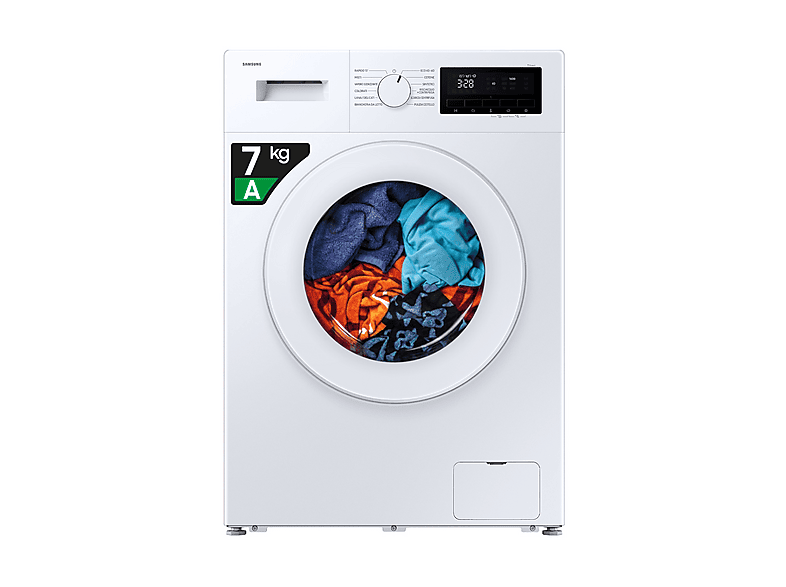 SAMSUNG WW70FG3M05TWET LAVATRICE SLIM, Caricamento frontale, 7 kg, 12 programmi, Profondità 45,5 cm, Giri 1200 rpm, Bianco, Classe A