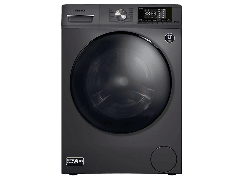 Lavadora carga frontal - Infiniton WM-S14DAN, 10 kg, 1400 rpm, 15 programas, Vapor Care, One Touch, Dark Inox