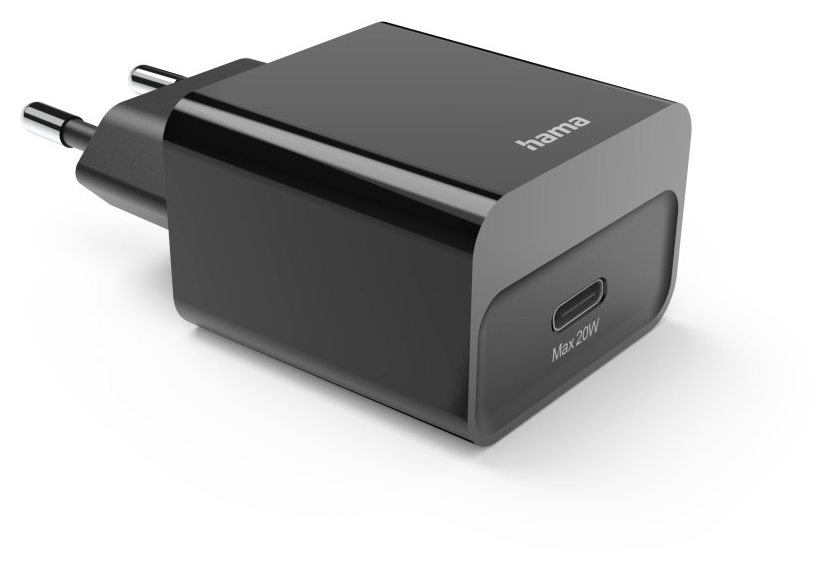 Fekete Hama USB-C hálózati adapter 20W töltési teljesítménnyel.