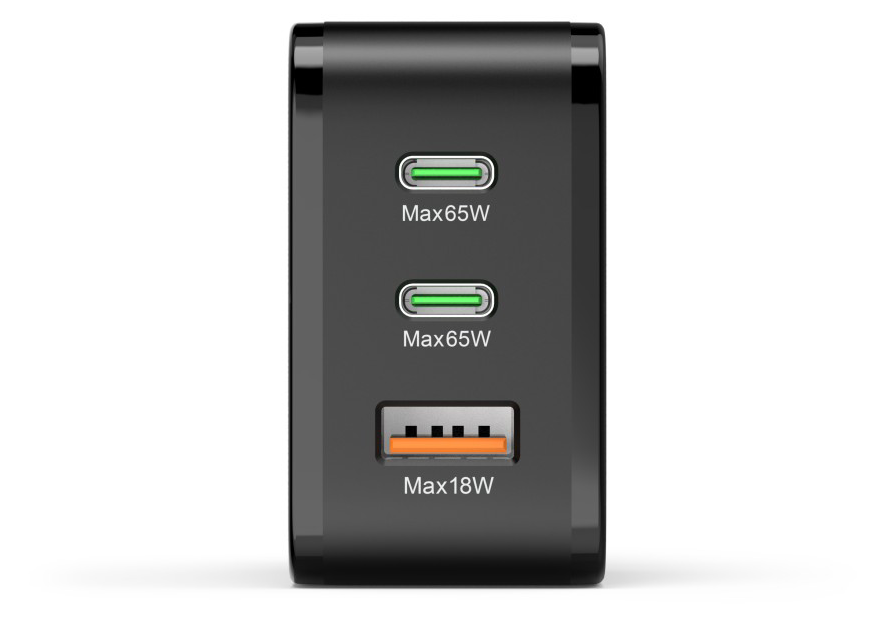 HAMA Univerzális hálózati gyorstöltő, USB-A, 2 x Type-C, PD, QC, 65 W, fekete (201961)