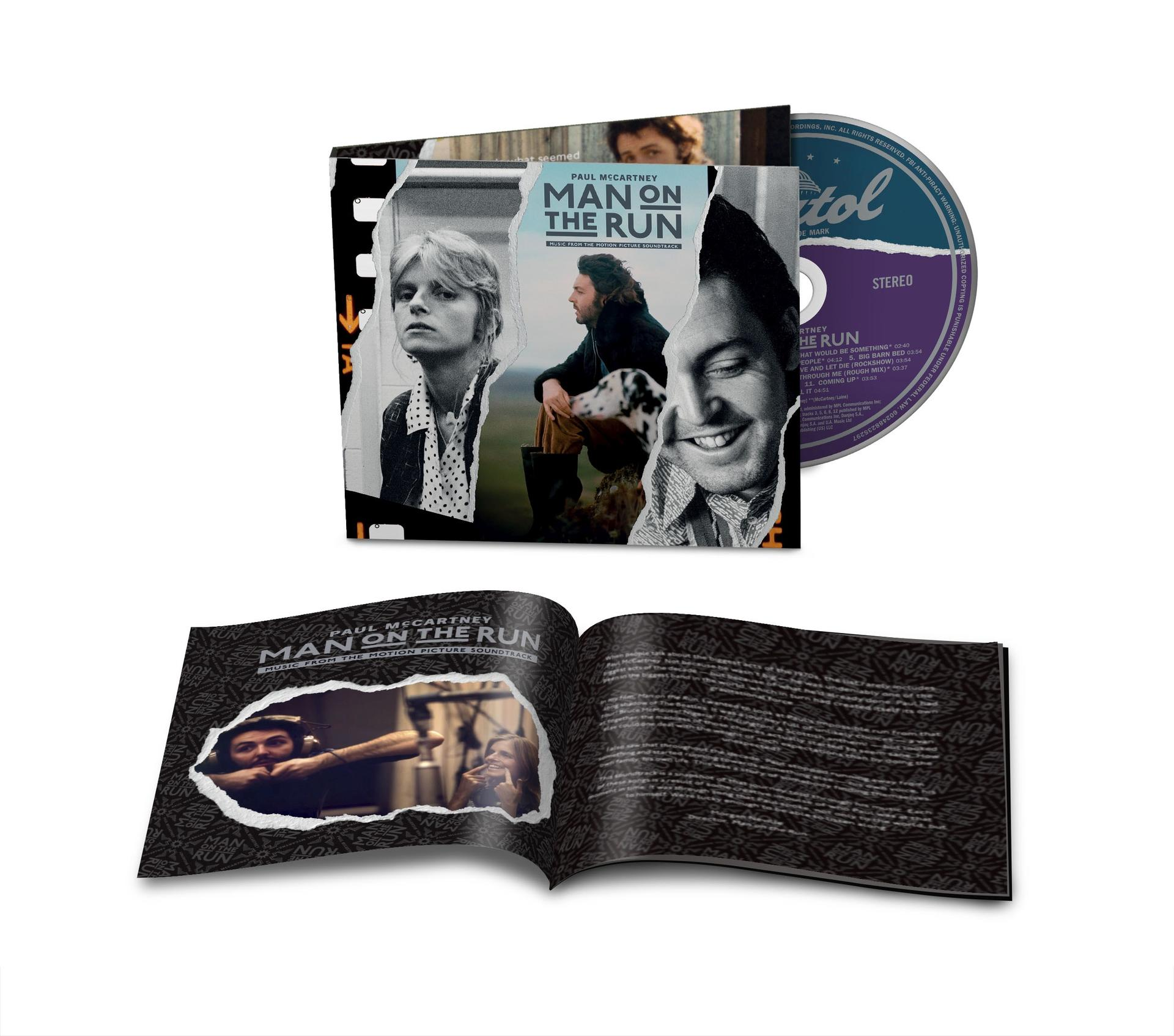 Paul McCartneys Album "Man on the Run" mit CD und aufgeschlagenem Booklet.
