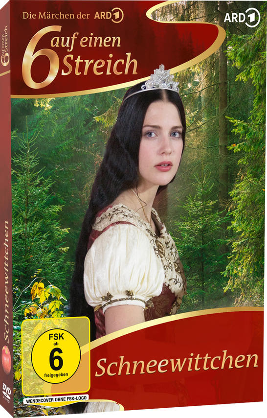 Schneewittchen mit Krone vor Waldkulisse, DVD-Cover.
