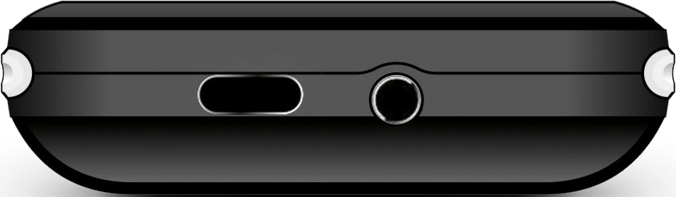 Vista dall'alto di uno smartphone nero con pulsanti del volume e porta di ricarica.