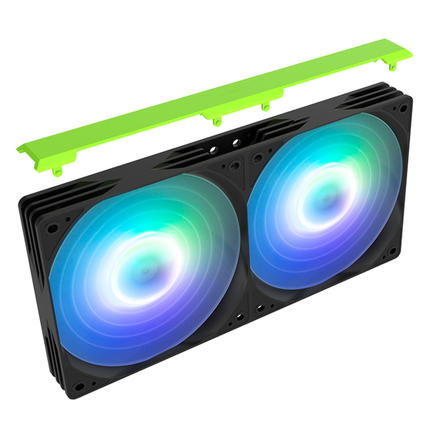 Yeşil aparatlı iki RGB fan.