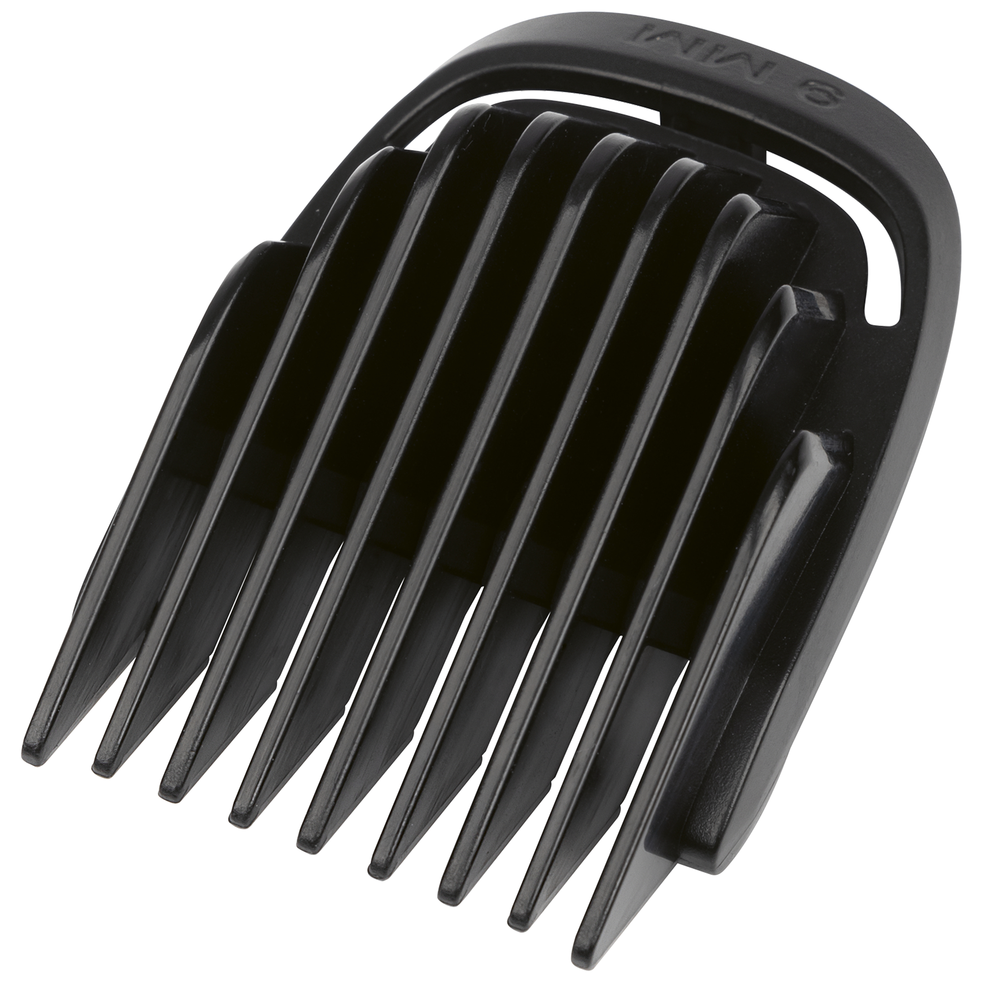 Schwarzer Kammaufsatz mit 9 mm Markierung für Haarschneider.