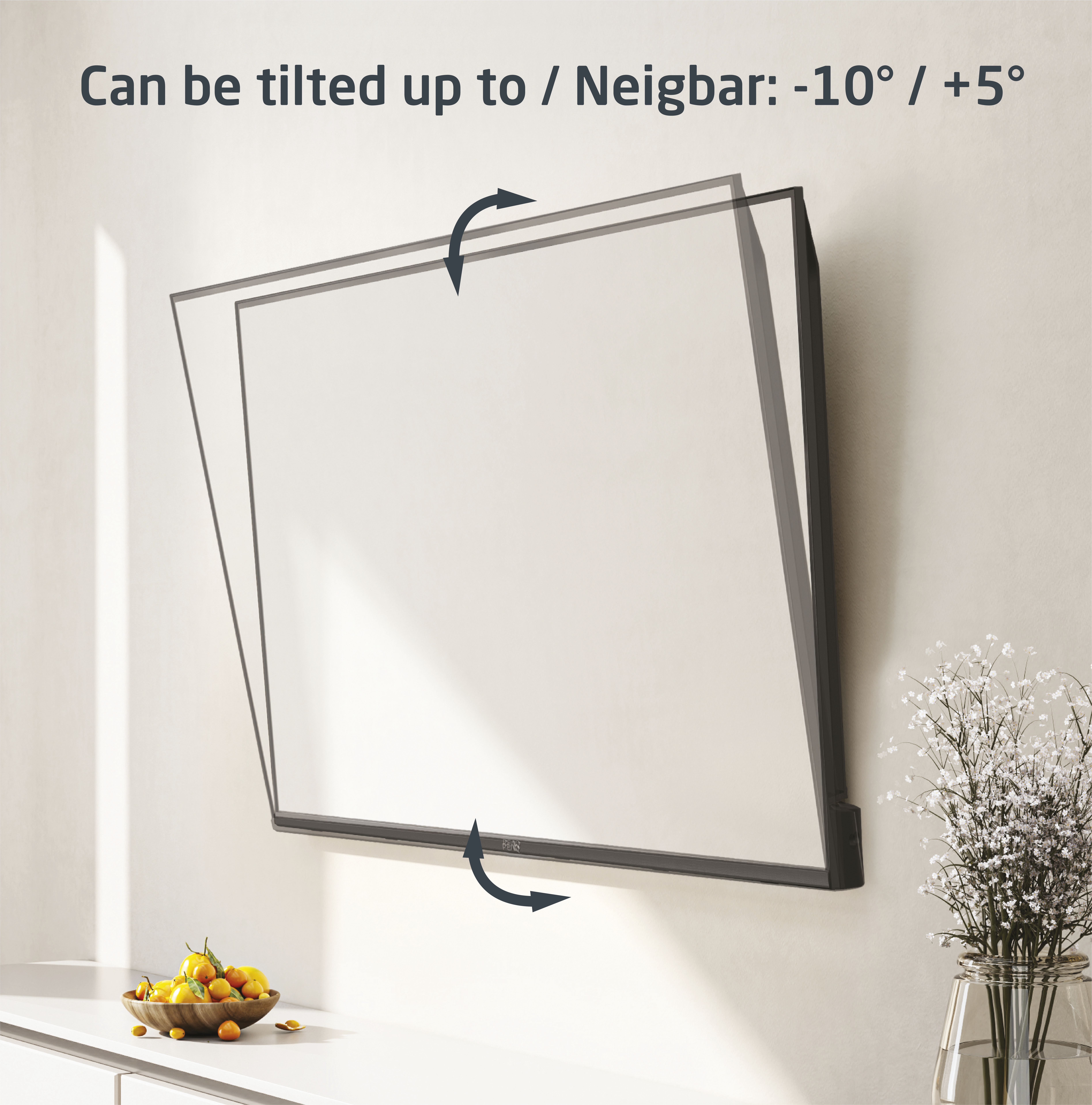 Ekran z funkcją nachylenia, ze strzałkami wskazującymi nachylenie.