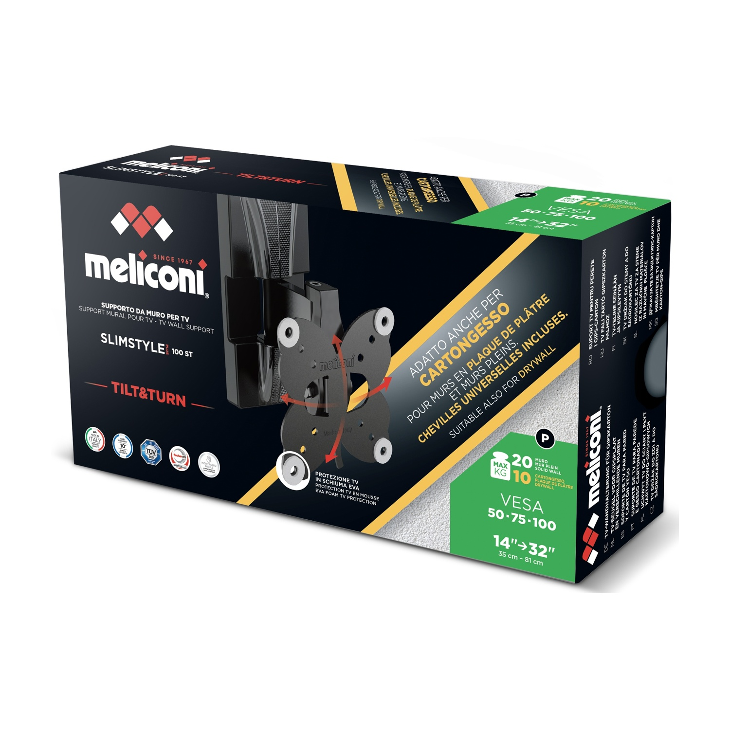 Scatola per supporto da muro TV Meliconi, modello Slimstyle 100 ST.