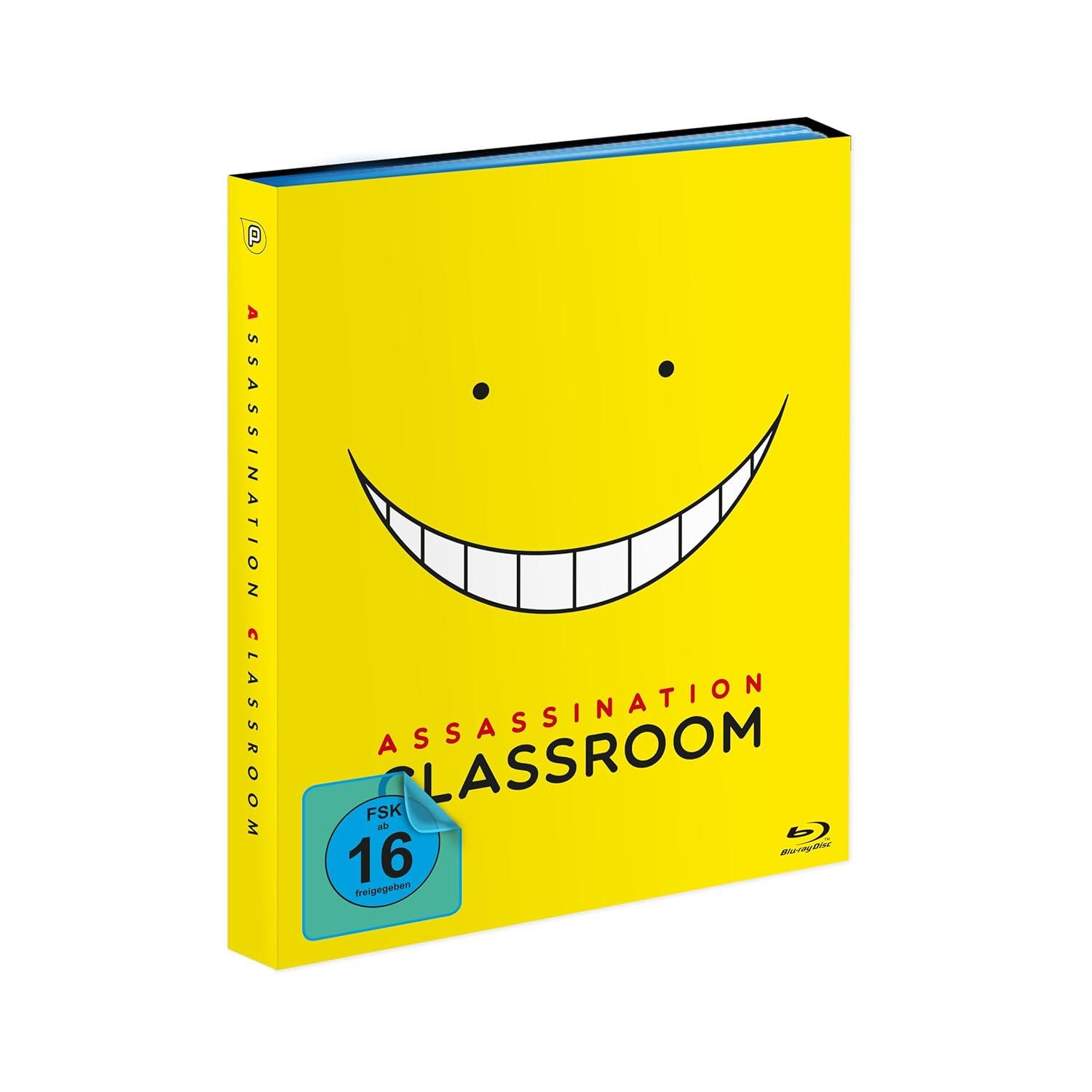 Gelbe Blu-ray-Hülle mit Koro-Senseis Gesicht und FSK 16 Siegel.