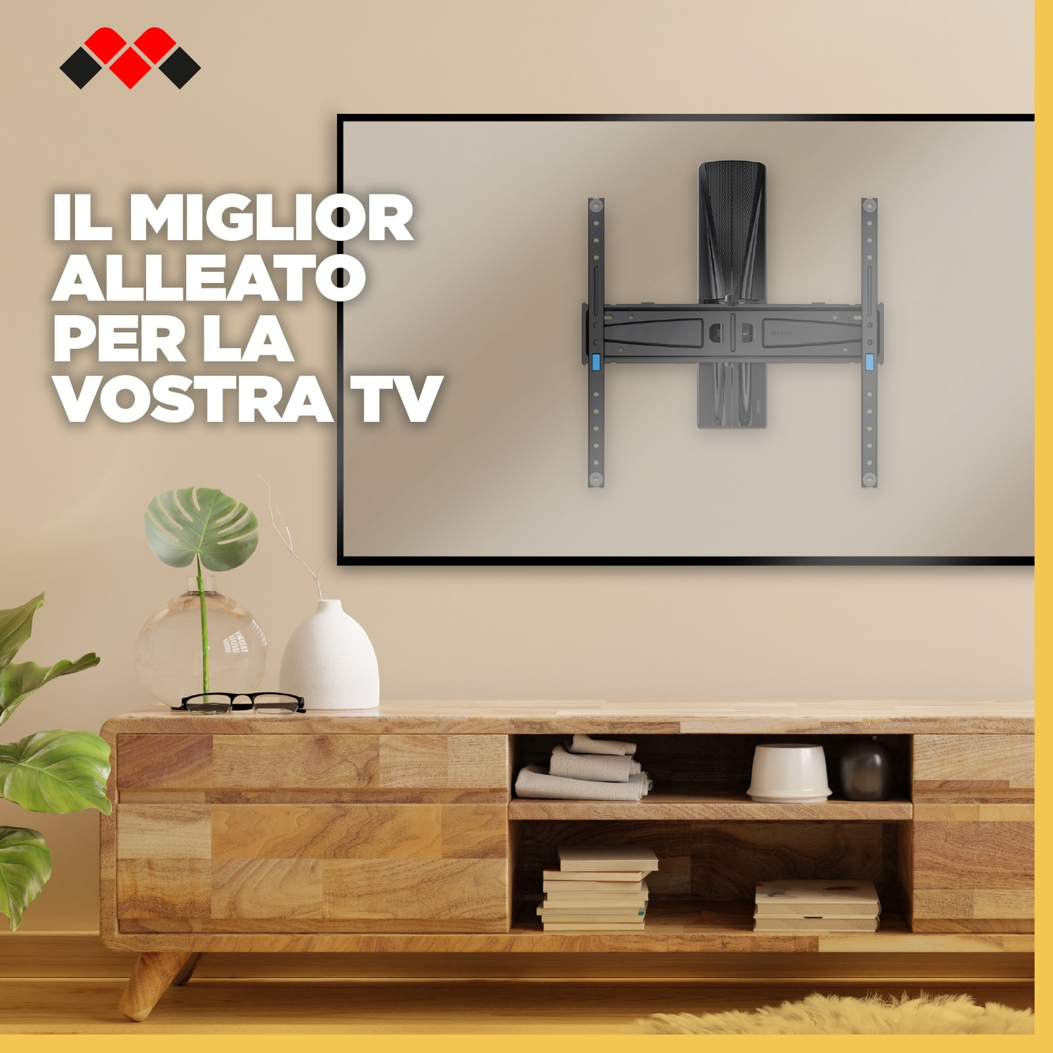 Maclean MC-482 Supporto TV Parete Inclinabile/Rotabile 60-120" - Max 120kg, VESA 900x600, Nero