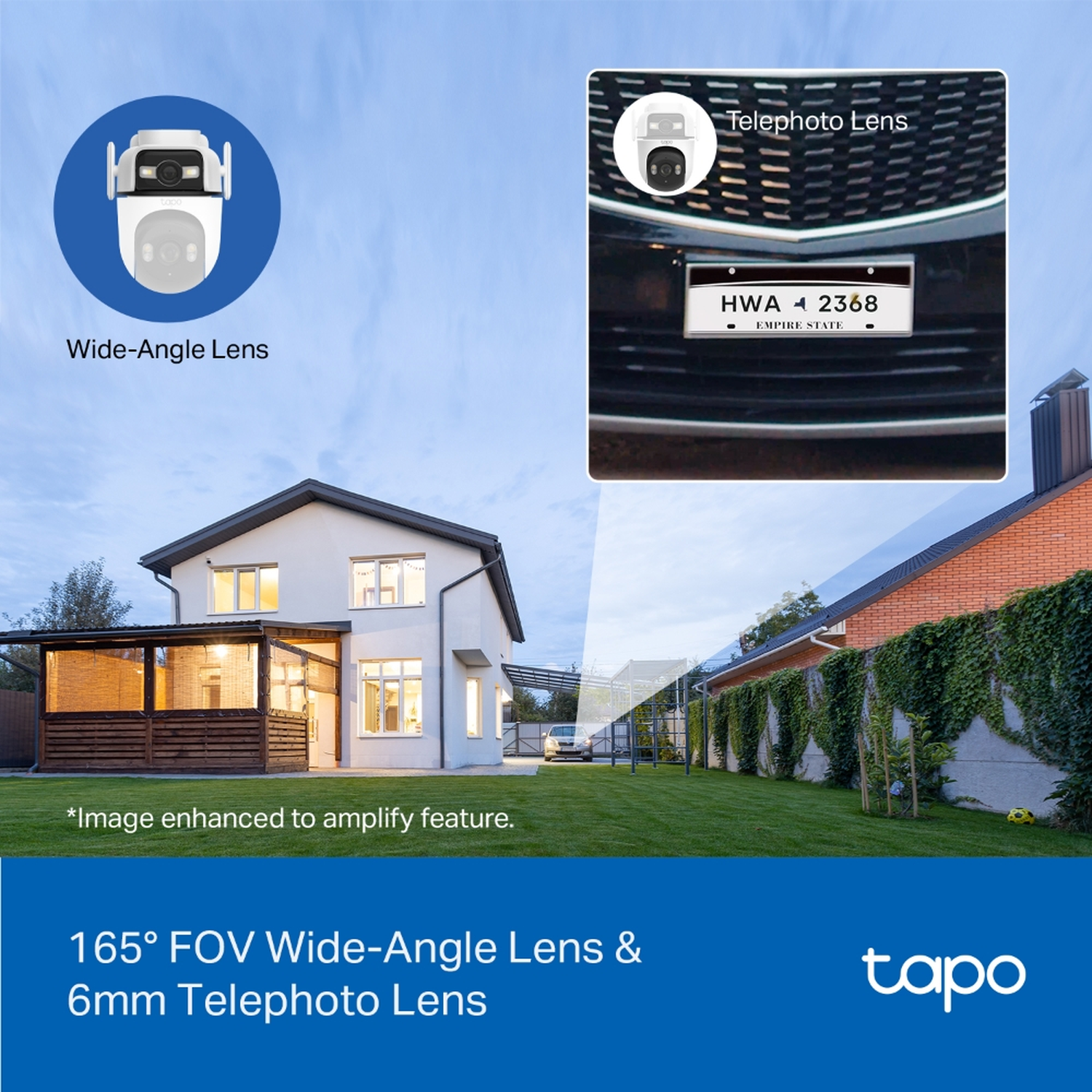 House with cameras showcasing wide-angle and telephoto lenses.