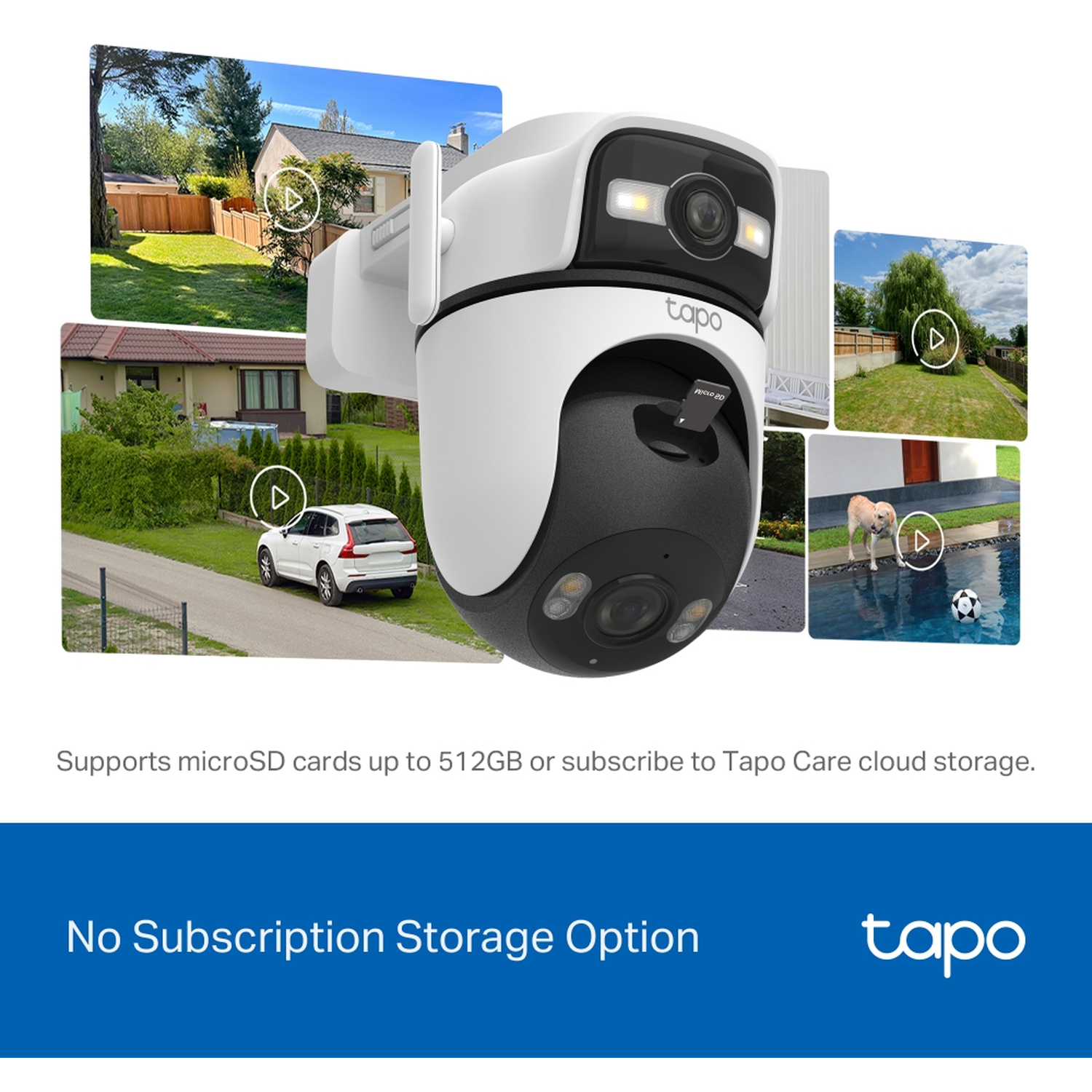 A surveillance camera with multiple small video previews in the background.