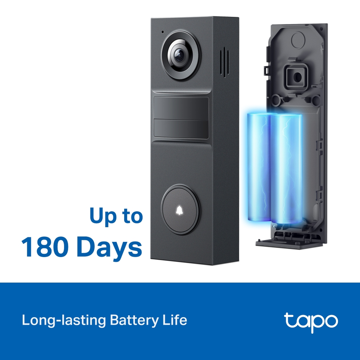 Doorbell with camera and removable batteries. Up to 180 days.
