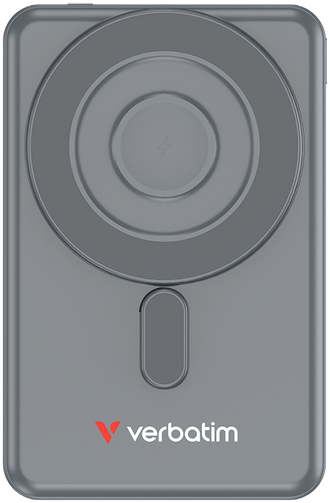 VERBATIM Charge 'n 'Go vezeték nélküli mágneses powerbank, 2xUSB-C, kitámasztó, 5000mAh, szürke (32251)